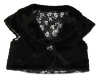 Černé kožešinové pošité bolerko Matalan