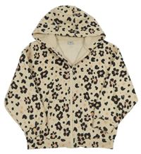 Béžová vzorovaná propínací mikina s kapucí Tu