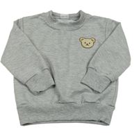 Šedá melírovaná mikina s medvědem