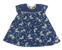 Tmavomodré bavlněné šaty s motýly Mantaray