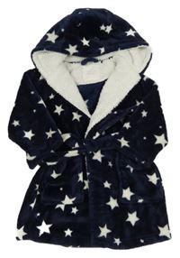 Tmavomodrý chlupatý župan s hvězdami a kapucí Next