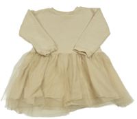 Béžové teplákovo/tylové šaty DeFacto