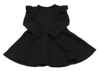 Černé žebrované šaty s volánky