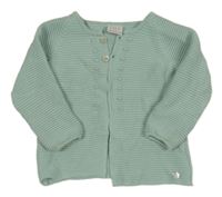 Světlezelený žebrovaný propínací svetr