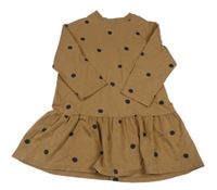 Hnědé puntíkaté teplákové šaty