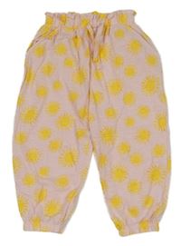 Světlerůžové bavlněné kalhoty se sluníčky Tu