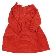 Červené manšestrové šaty s volánky Primark