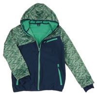 Tmavomodro-zelená softshellová bunda s melírováním a kapucí Y.F.K.