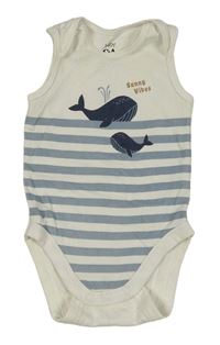 Smetanovo-modré pruhované body s velrybami C&A