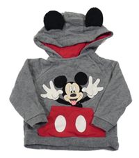 Šedá melírovaná mikina s Mickeym a kapucí C&A