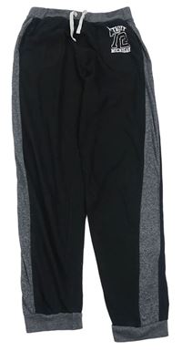 Černo-šedé pyžamové kalhoty s nápisem 