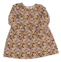 Béžovo-lila-hnědé květované šaty H&M