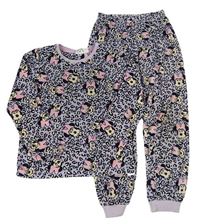 Fialovo-černé vzorované sametové pyžamo s Minnie Primark