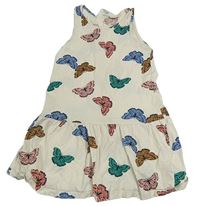 Smetanové šaty s barevnými motýlky H&M