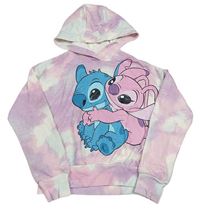 Bílo-lila-růžová crop mikina se Stitchem a kapucí Disney