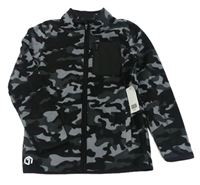 Šedo-černá army fleecová propínací mikina F&F