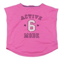 Neonově růžové sportovní tričko s číslem a nápisem H&M