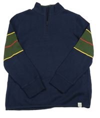 Tmavomodrá lehká mikina se zeleným pruhem GAP