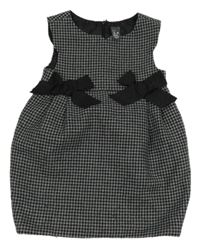 Šedo-černé vzorované vlněné šaty s mašlemi Zara