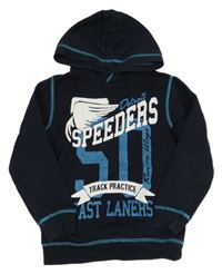 Tmavomodrá mikina s potiskem a kapucí C&A