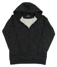 Černá melírovaná propínací mikina s kapucí PRIMARK