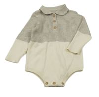 Šedo-smetanové pletené body s límečkem George