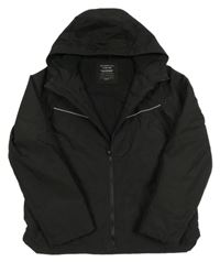 Černá šusťáková zateplená bunda s kapucí Primark