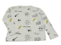 Bílé triko s nápisy a obrázky Zara