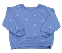 Modrá mikina s výšivkami květů Primark