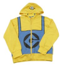 Žluto-modrá propínací mikina s kapucí - Mimoň 