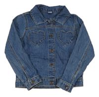 Modrá propínací riflová bunda se srdíčky Tu