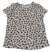 Světlerůžovo-černé leopardí tričko 