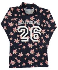 Tmavomodro-růžové květované UV triko s číslem Name it