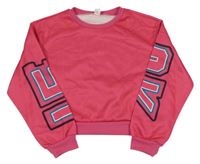 Růžová crop mikina s nápisem shein