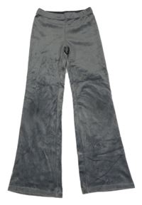 Tmavošedé plyšové flare tepláky H&M