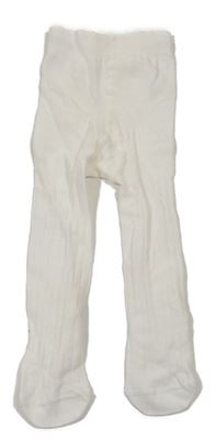 Bílé žebrované punčocháče