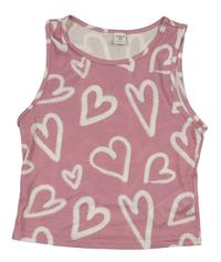 Růžový crop top se srdíčky Shein