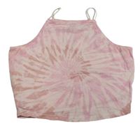 Světlerůžový batikovaný crop top New Look