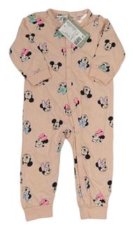 Světlerůžový overal s Minnie a Mickeym Disney