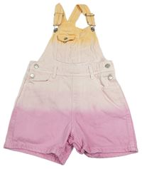 Oranžovo-růžový laclový riflový kraťasový overal Denim Co.