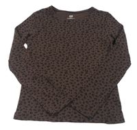 Hnědo-černé triko s leopardím vzorem zn. H&M