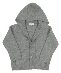 Šedý propínací vlněný svetr s kapucí River Island