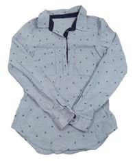 Modro-bílá pruhovaná vzorovaná halenka 