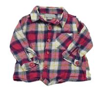 Růžovo-tmavomodro-bílá kostkovaná flanelová halenka Primark