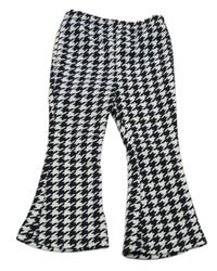 Černo-bílé vzorované flare legíny Shein