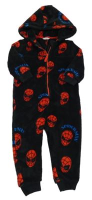 Černo-červená plyšová kombinéza se Spidermanem a kapucí M&S