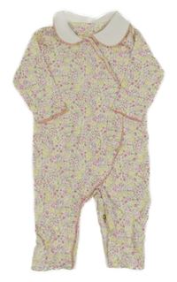 Bílo-barevný květovaný overal s límečkem Mothercare