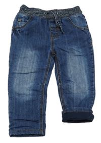 Modré teplákové podšité rifle s úpletovým pasem Topomini