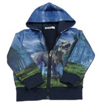 Modro-zelená propínací mikina s dinem a kapucí 