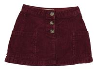 Vínová manšestrová sukně Zara